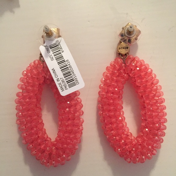 J.Crew pink beaded oval earrings NEW - Picture 2 of 3